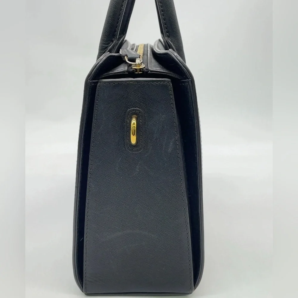Authentic MCM Gold Hardware Leather Black 2Way Bag with crossbody strap - Picture 7 of 17